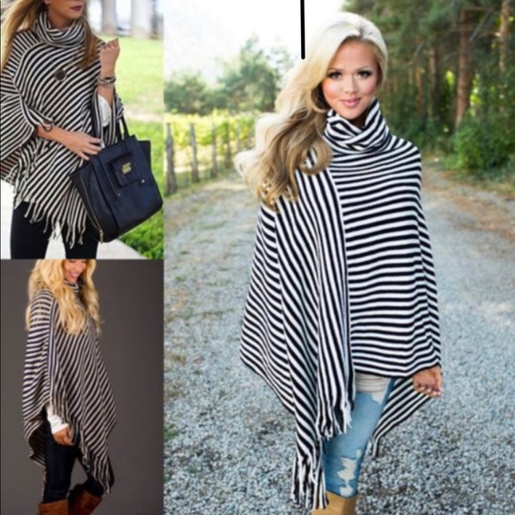 Aluna Levi Sweaters - Classic Striped Poncho ⚡️only 1 left ⚡️